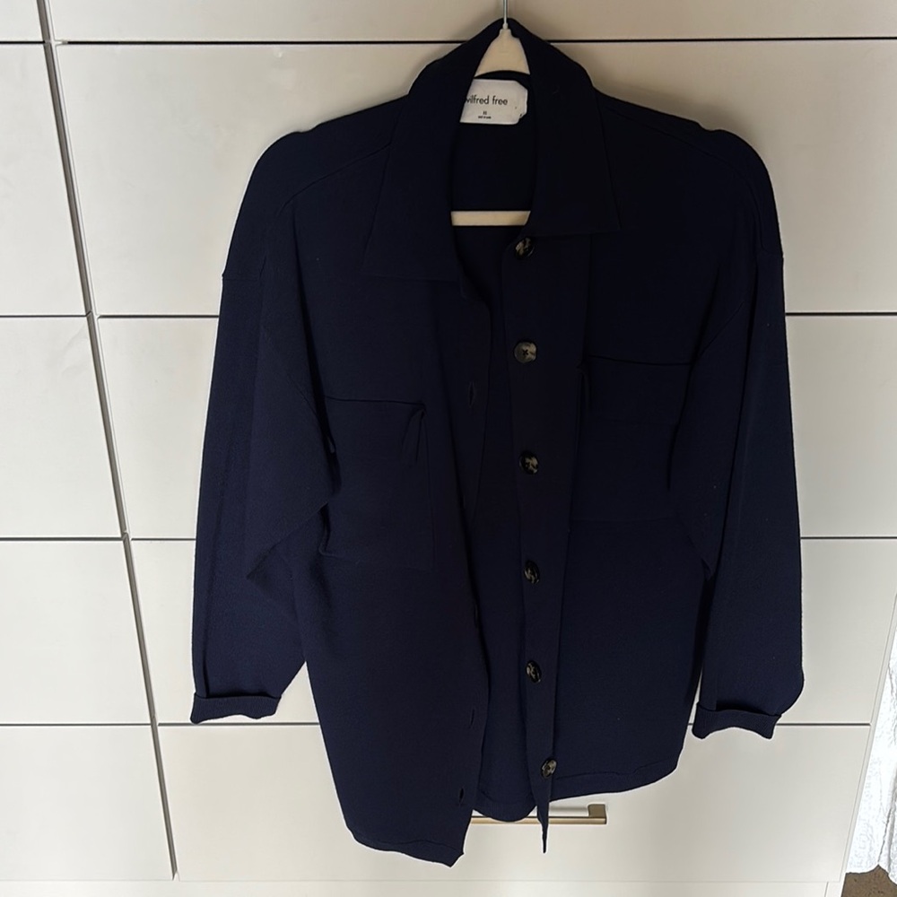 Aritzia Blazer Style Navy Cardigan